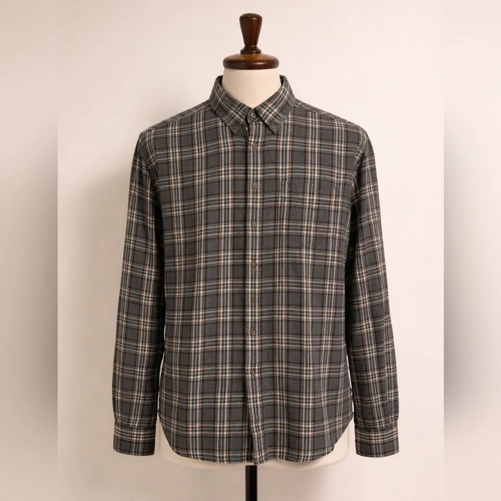 Vintage J.Crew Men's Large Soft Cotton Flannel - 1990s Oarsman‎ Label